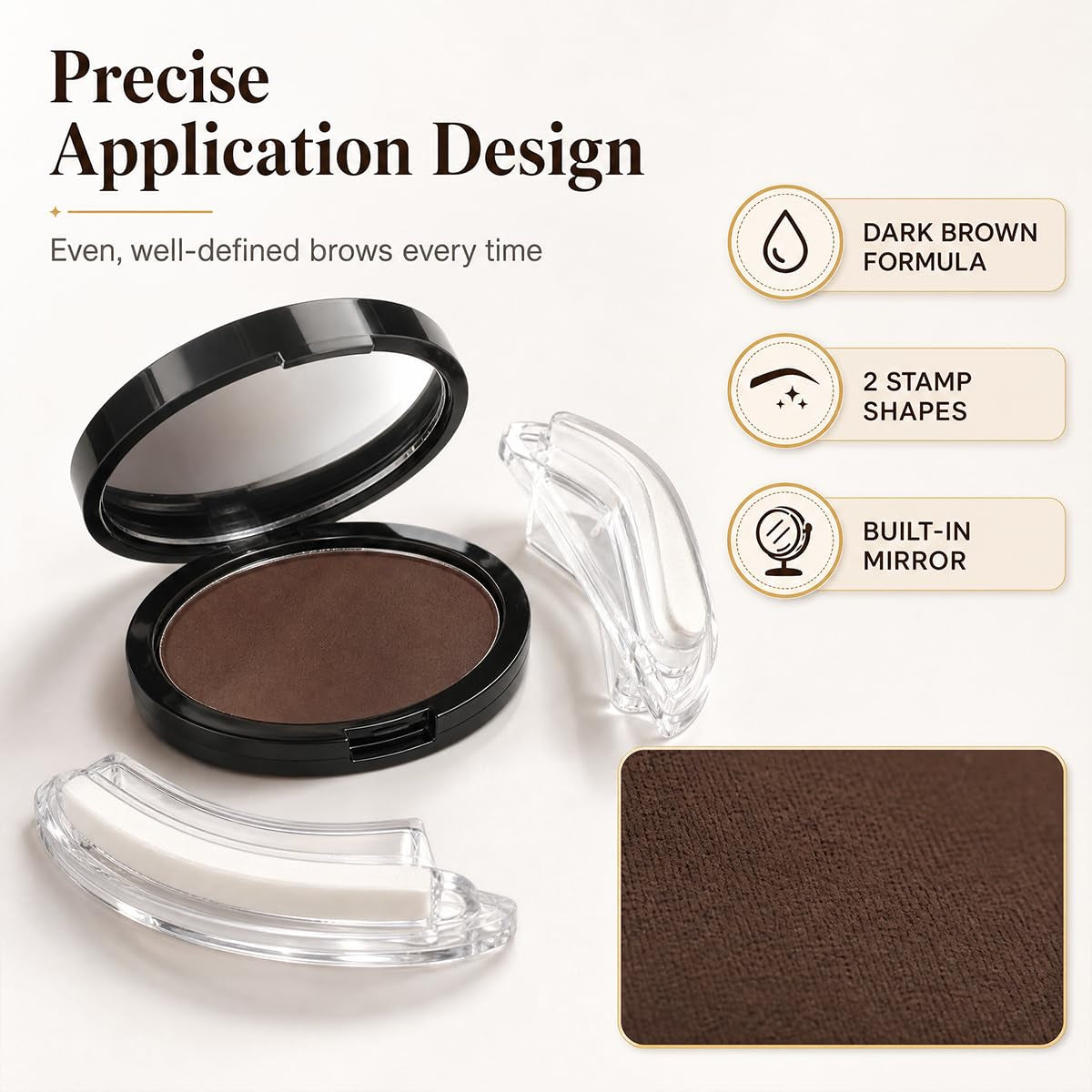 Eyebrow Powder, Eyebrow Stamp, Waterproof Eyebrow Stamp Powder Seal, Achieve Perfect Results Easily with Precise Application (2PCS Dark Brown and Light Brown)