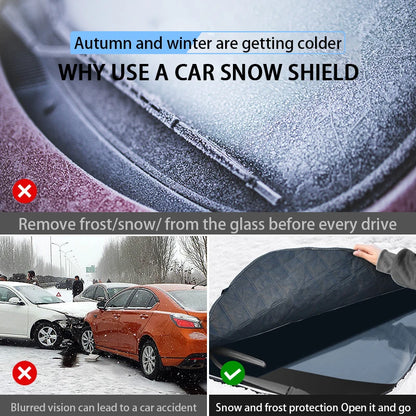 Upgraded Car Window Snow Cover Large Size Windshield Snow Shield with Hood Cover Universal for Sedan Suv Hatchback