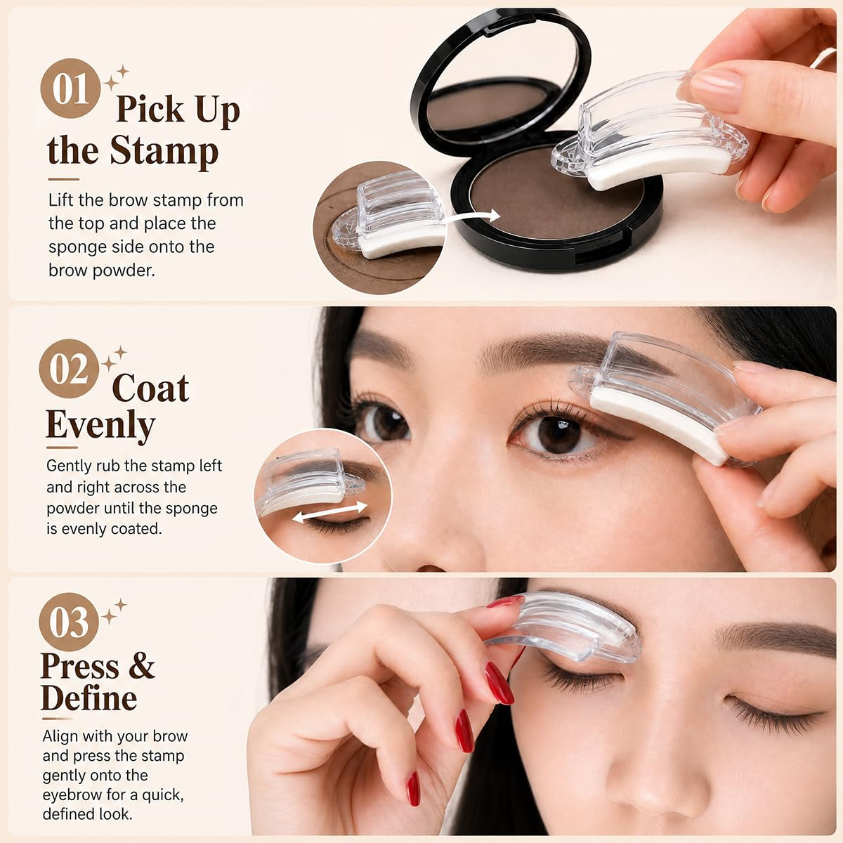 Eyebrow Powder, Eyebrow Stamp, Waterproof Eyebrow Stamp Powder Seal, Achieve Perfect Results Easily with Precise Application (2PCS Dark Brown and Light Brown)