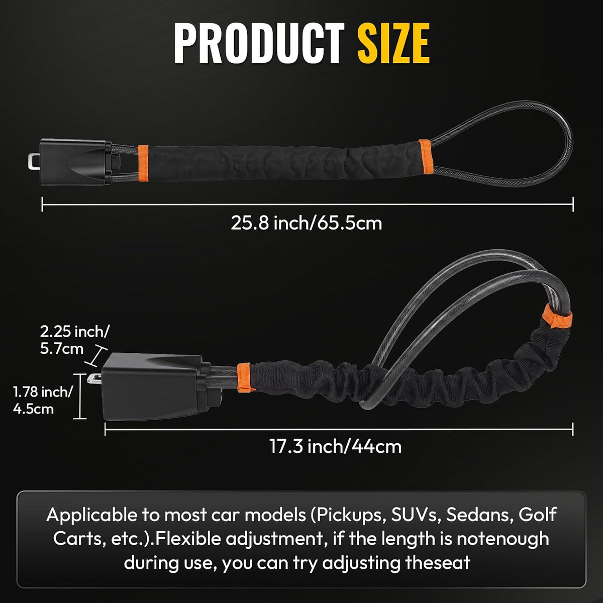 Car Steering Wheel Lock,17" Car Security Anti-Theft,Thickened Steel Wire