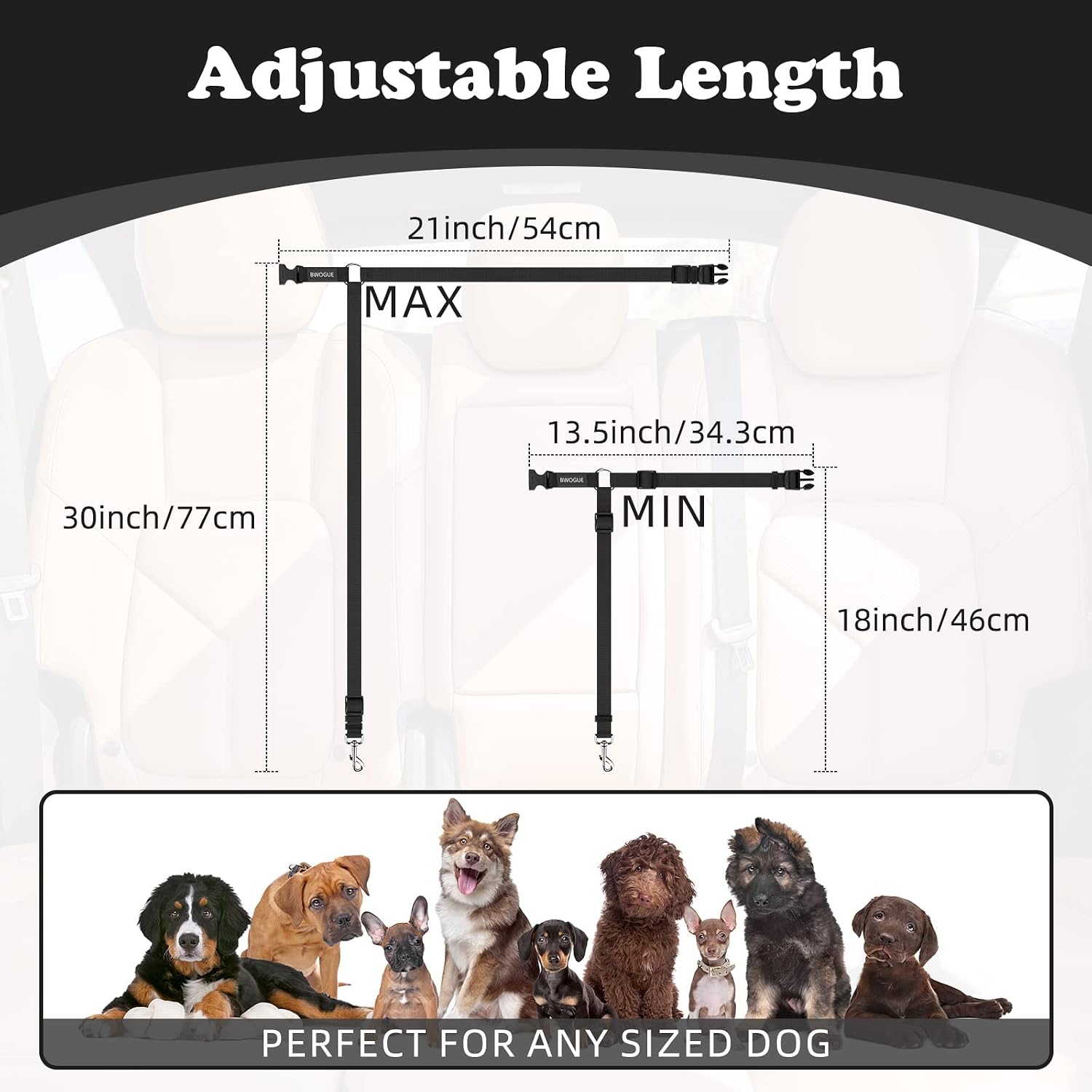 2 Pack Dog Seat Belt for Car, Headrest Restraint Safety Leads