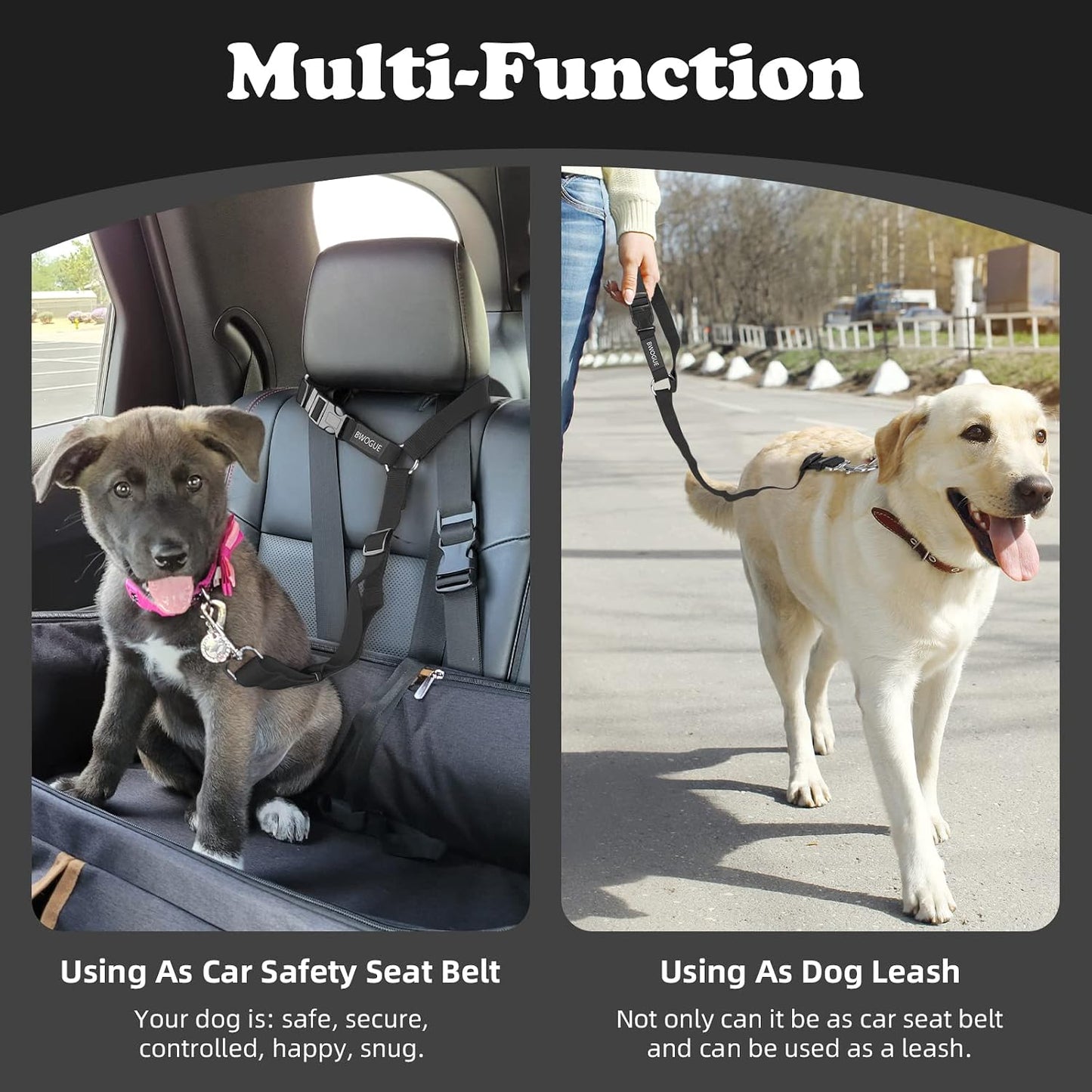 2 Pack Dog Seat Belt for Car, Headrest Restraint Safety Leads
