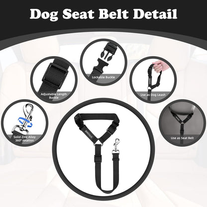 2 Pack Dog Seat Belt for Car, Headrest Restraint Safety Leads