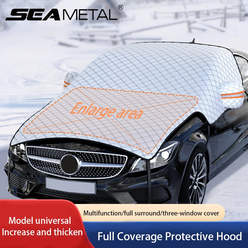 Upgraded Car Window Snow Cover Large Size Windshield Snow Shield with Hood Cover Universal for Sedan Suv Hatchback