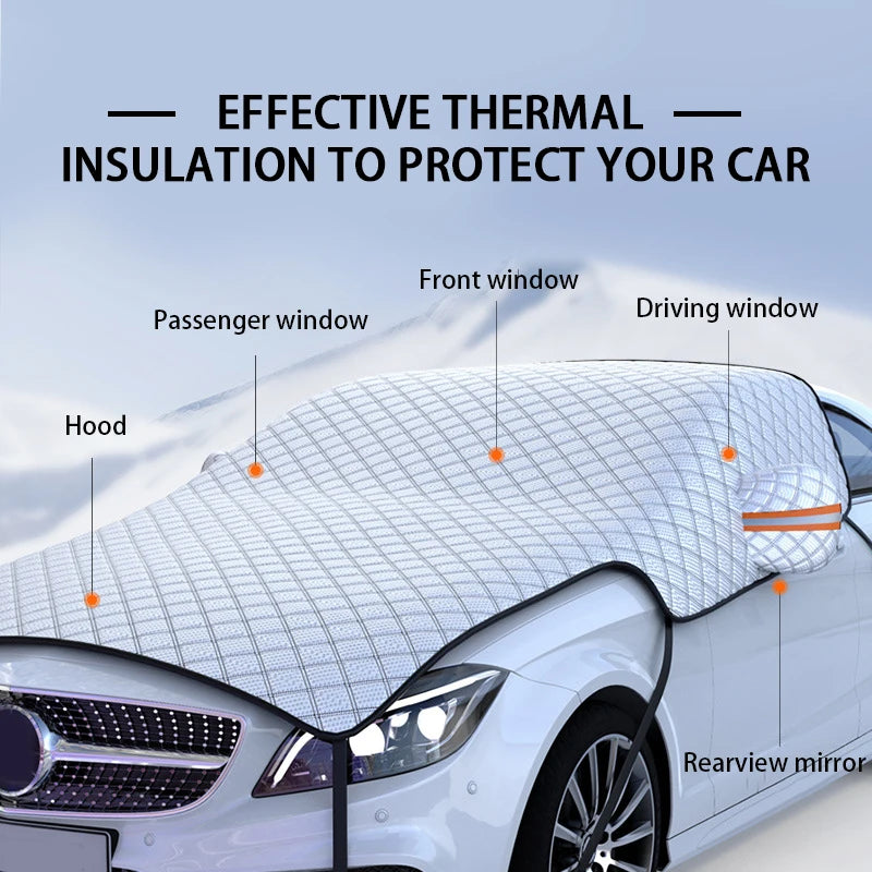 Upgraded Car Window Snow Cover Large Size Windshield Snow Shield with Hood Cover Universal for Sedan Suv Hatchback