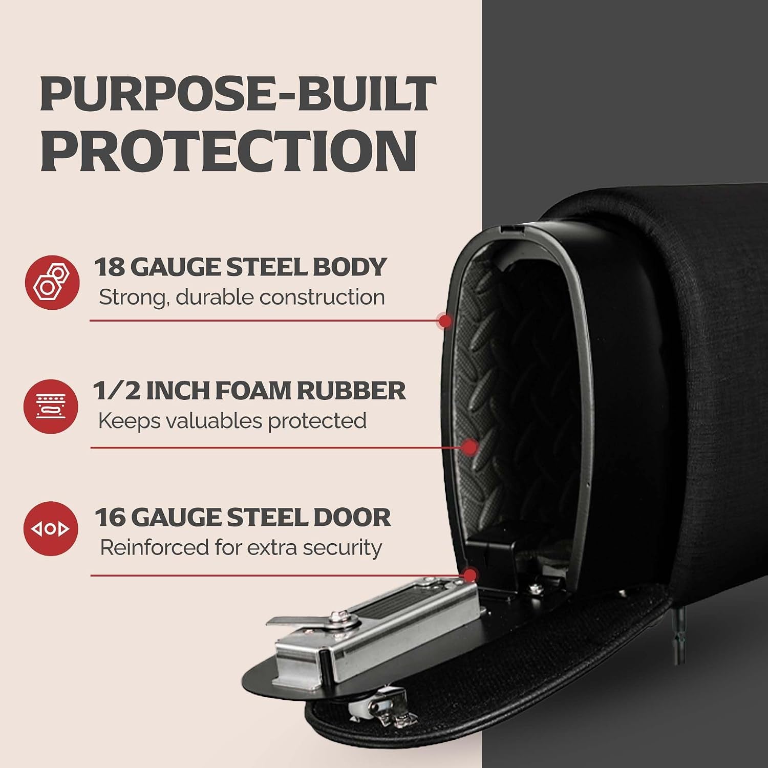 Removable Slide Hidden Car Headrest Safe with Companion, Biometric Access