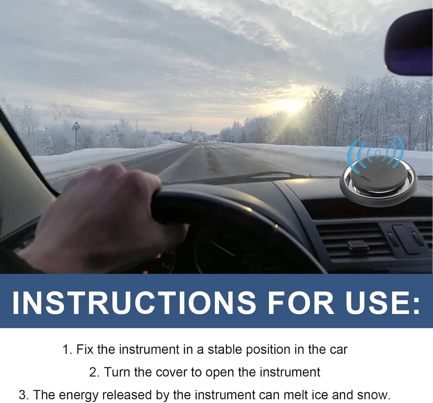 Electromagnetic Car Snow Removal Device, Anti-Freeze Electromagnetic Windshield Ice Melter, Portable Electromagnetic Molecular Interference Car Snow Removal Device Instrument Defroster for Windshield