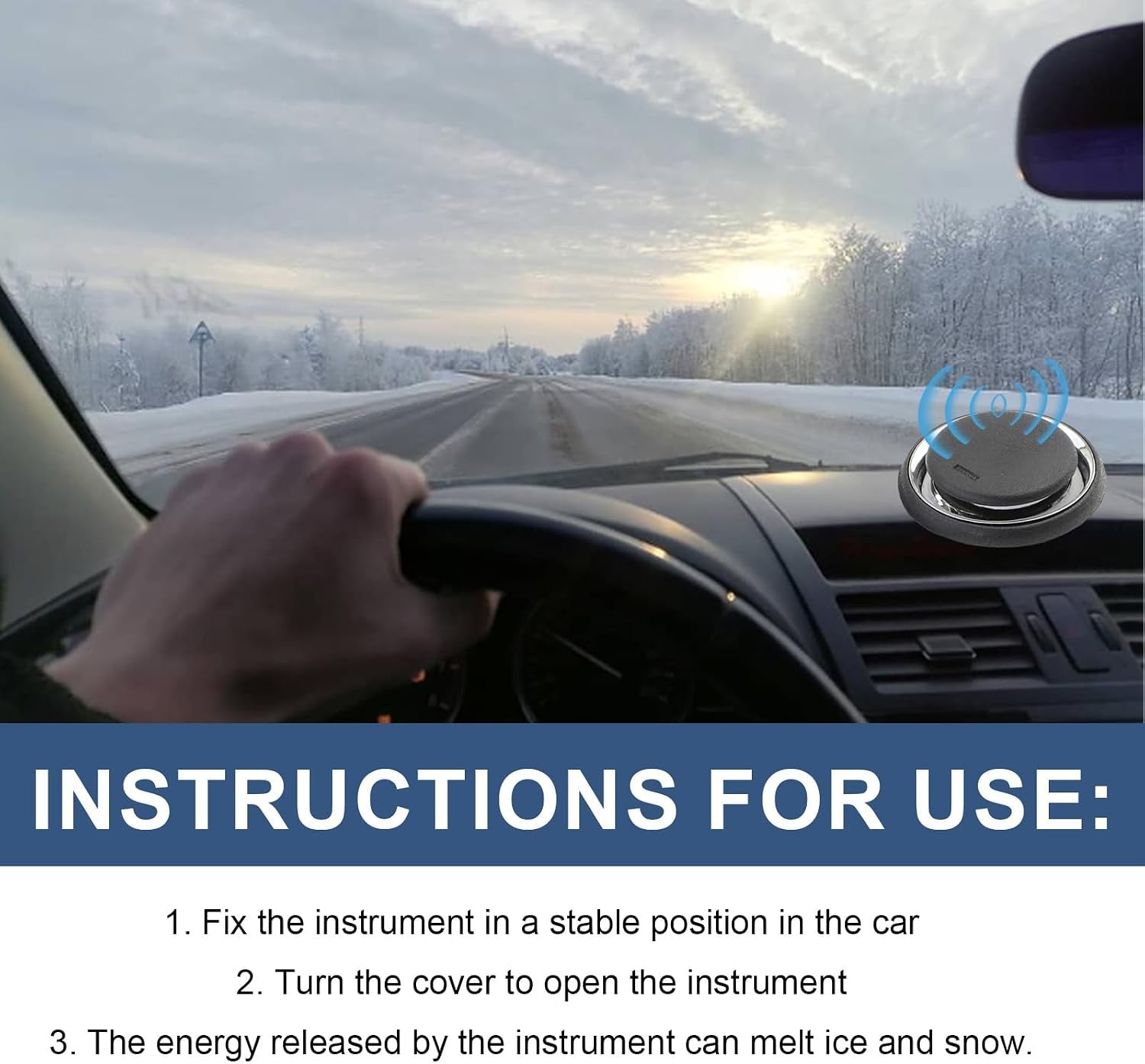 Electromagnetic Car Snow Removal Device, Anti-Freeze Electromagnetic Windshield Ice Melter, Portable Electromagnetic Molecular Interference Car Snow Removal Device Instrument Defroster for Windshield