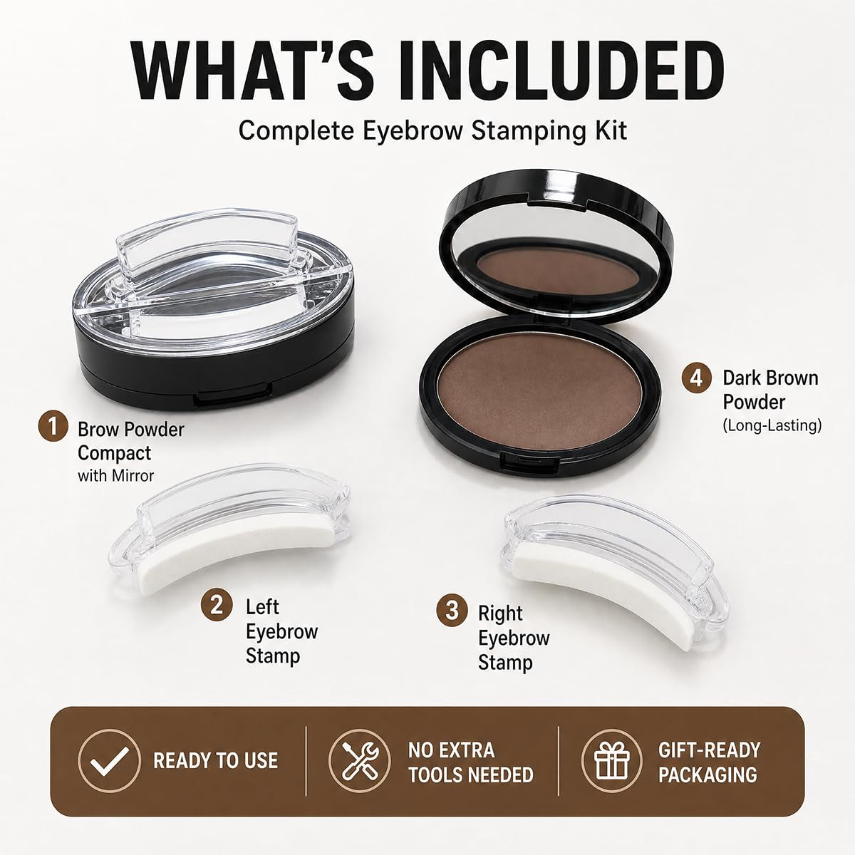 Eyebrow Powder, Eyebrow Stamp, Waterproof Eyebrow Stamp Powder Seal, Achieve Perfect Results Easily with Precise Application (2PCS Dark Brown and Light Brown)